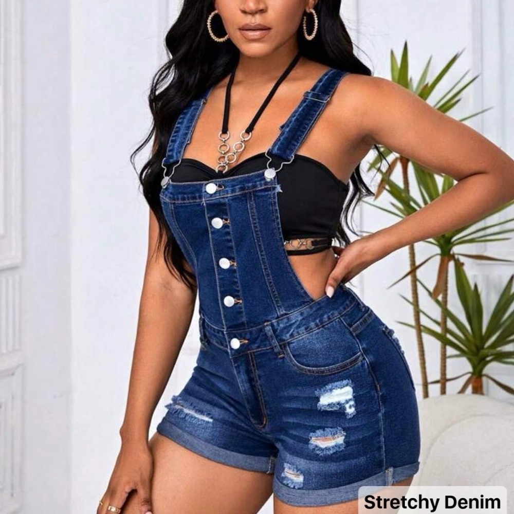 New Denim Short Overalls - Picture 5 of 6